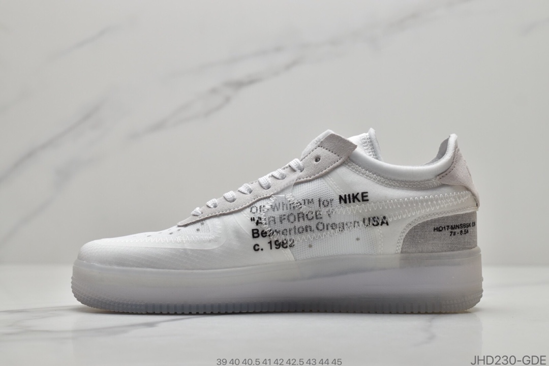 190  Off-White x Nike Air Force 1 Low ”Volt” 2.0空军一号经典百搭低帮休闲运动板鞋“OW透灰白”AO4606-100