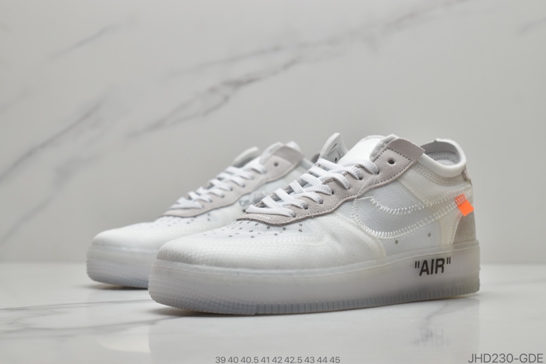 190  Off-White x Nike Air Force 1 Low ”Volt” 2.0空军一号经典百搭低帮休闲运动板鞋“OW透灰白”AO4606-100
