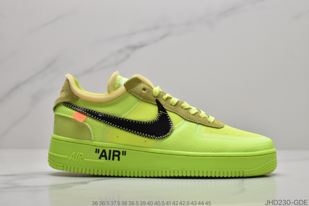 190  Off-White x Nike Air Force 1 Low ”Volt” 2.0空军一号经典百搭低帮休闲运动板鞋“OW透灰白”AO4606-100 ID:JHD230-GDR