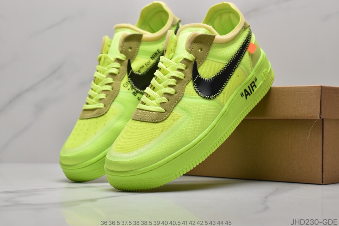 190  Off-White x Nike Air Force 1 Low ”Volt” 2.0空军一号经典百搭低帮休闲运动板鞋“OW透灰白”AO4606-100 ID:JHD230-GDR