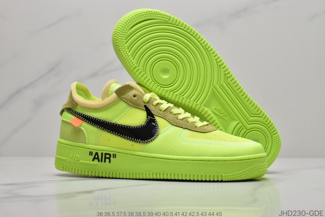 190  Off-White x Nike Air Force 1 Low ”Volt” 2.0空军一号经典百搭低帮休闲运动板鞋“OW透灰白”AO4606-100 ID:JHD230-GDR