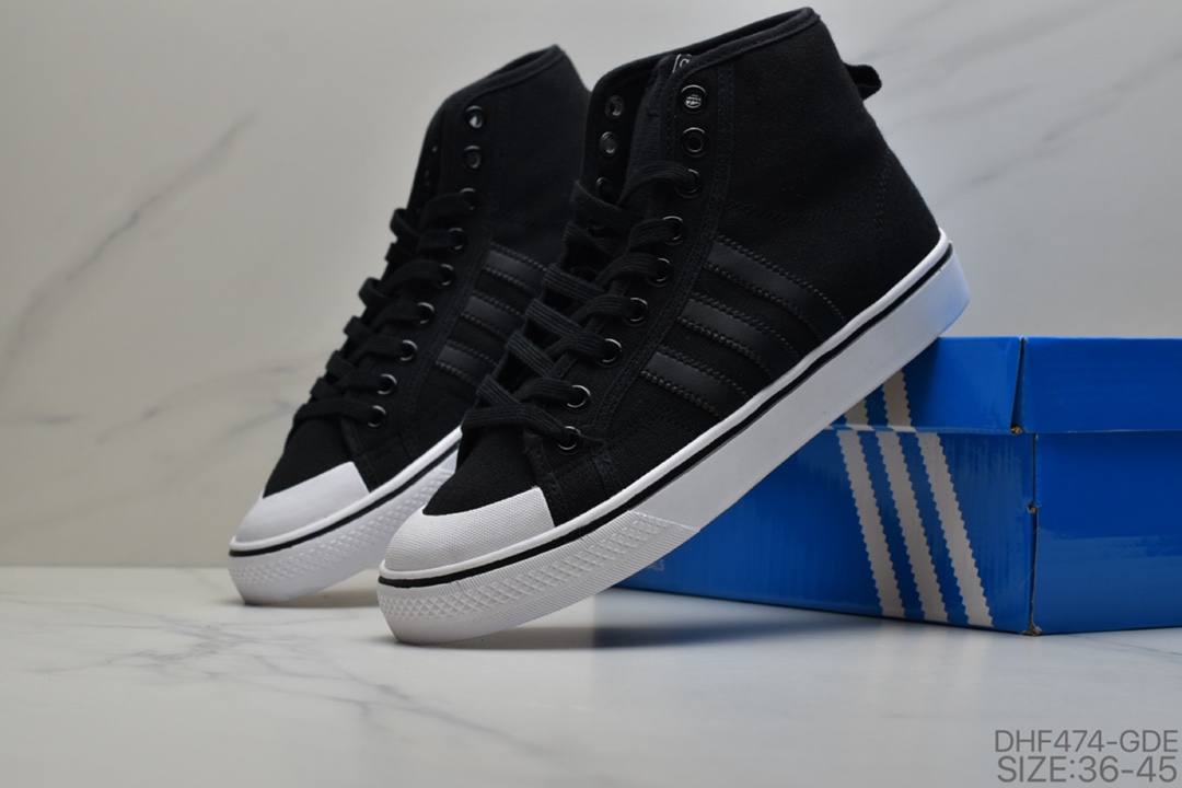 95 阿迪达斯经典 三叶草Adidas Nizza Low W 半截式包胶鞋头校园高帮休闲运动帆布板鞋 货号：CQ6032