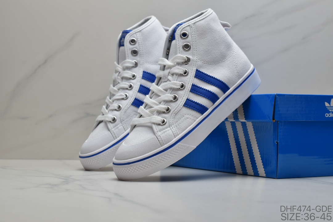 95 阿迪达斯经典 三叶草Adidas Nizza Low W 半截式包胶鞋头校园高帮休闲运动帆布板鞋 货号：CQ6032