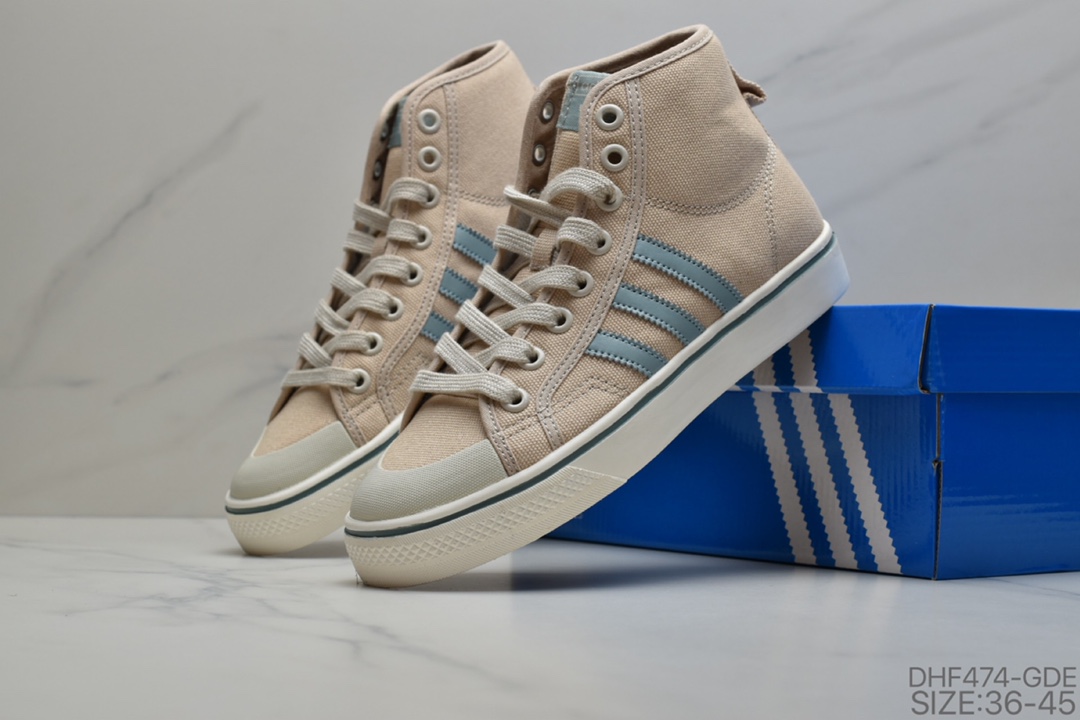 95 阿迪达斯经典 三叶草Adidas Nizza Low W 半截式包胶鞋头校园高帮休闲运动帆布板鞋 货号：CQ6032