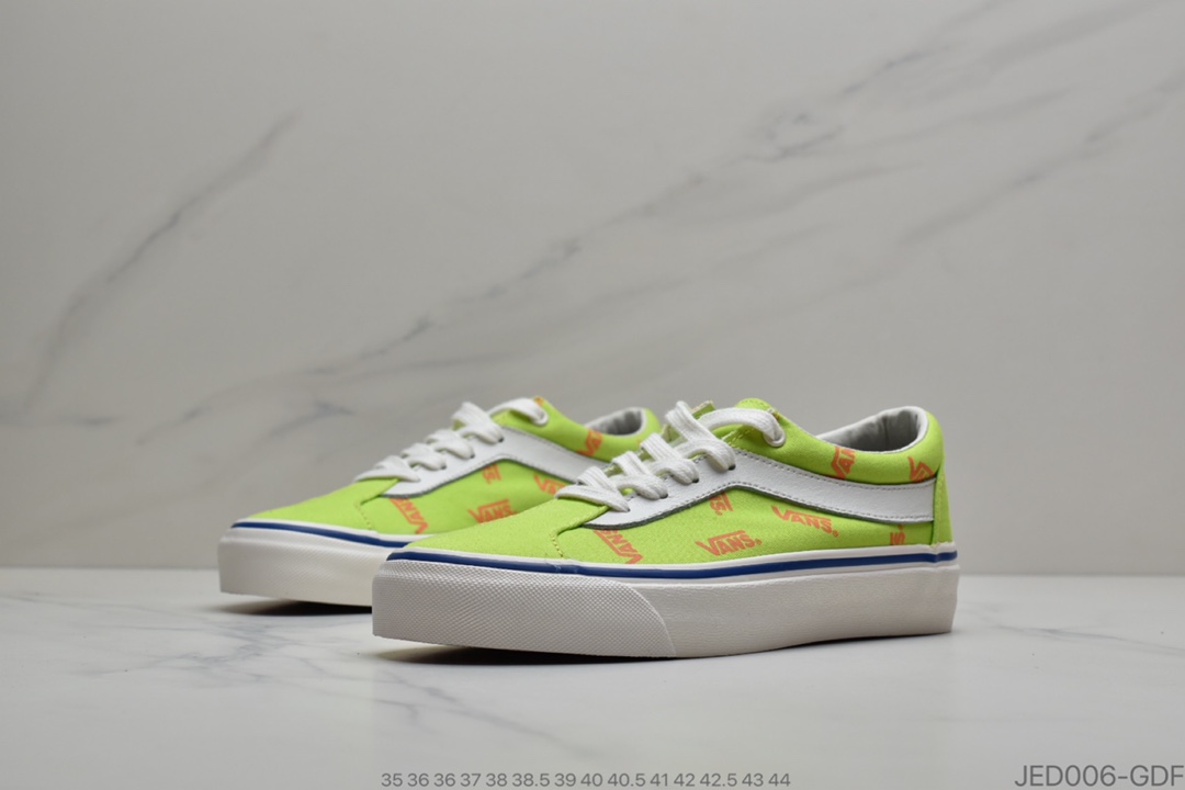 150 公司级Vans Bold Ni 经典雾霾蓝/荧光绿 采用多Logo填满鞋身
