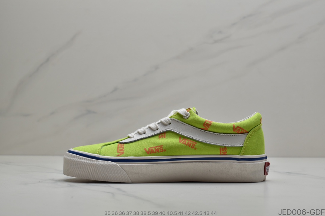 150 公司级Vans Bold Ni 经典雾霾蓝/荧光绿 采用多Logo填满鞋身