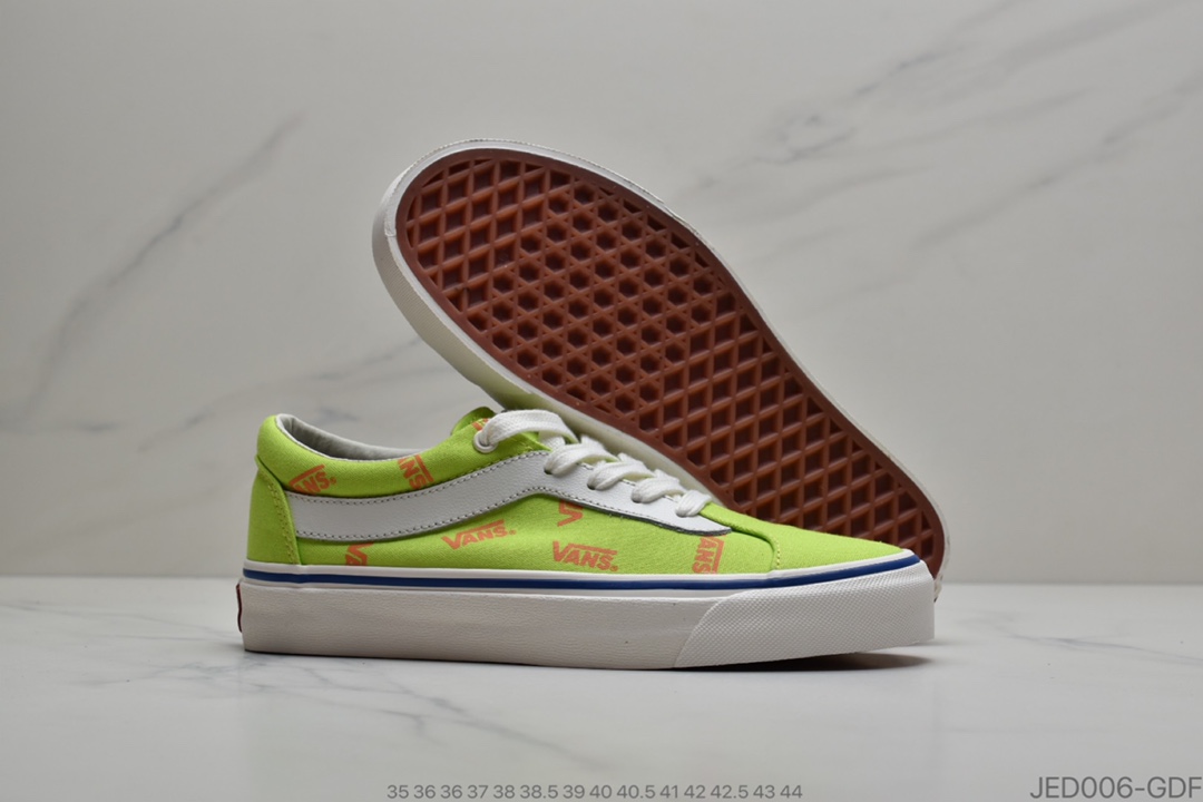 150 公司级Vans Bold Ni 经典雾霾蓝/荧光绿 采用多Logo填满鞋身