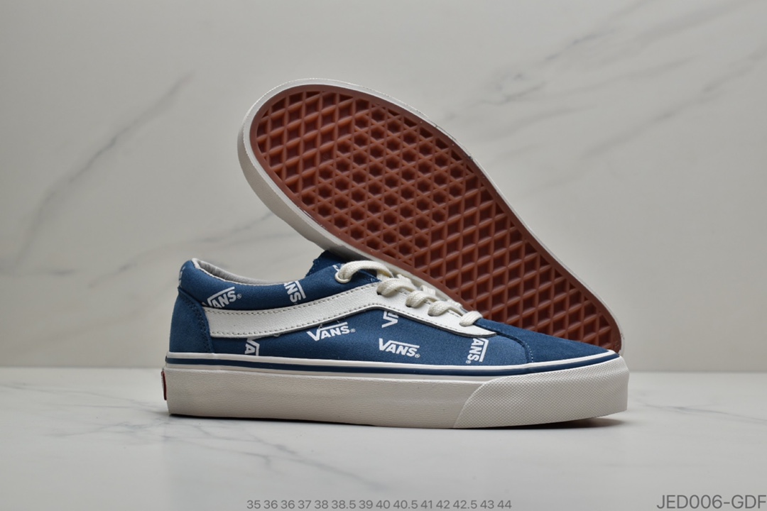 150 公司级Vans Bold Ni 经典雾霾蓝/荧光绿 采用多Logo填满鞋身