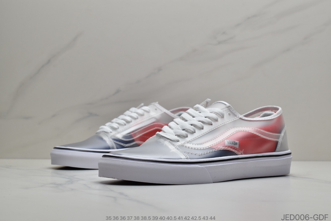 150 公司级Vans 万斯 Old Skool x Chinatown Market 联名透明棋盘格  低帮硫化休闲板鞋