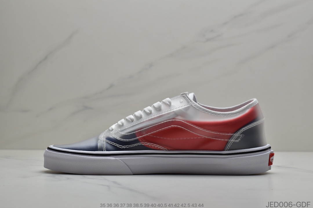 150 公司级Vans 万斯 Old Skool x Chinatown Market 联名透明棋盘格  低帮硫化休闲板鞋