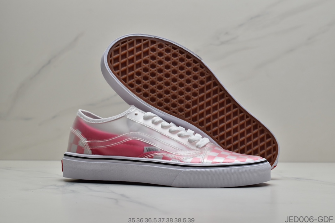 150 公司级Vans 万斯 Old Skool x Chinatown Market 联名透明棋盘格  低帮硫化休闲板鞋