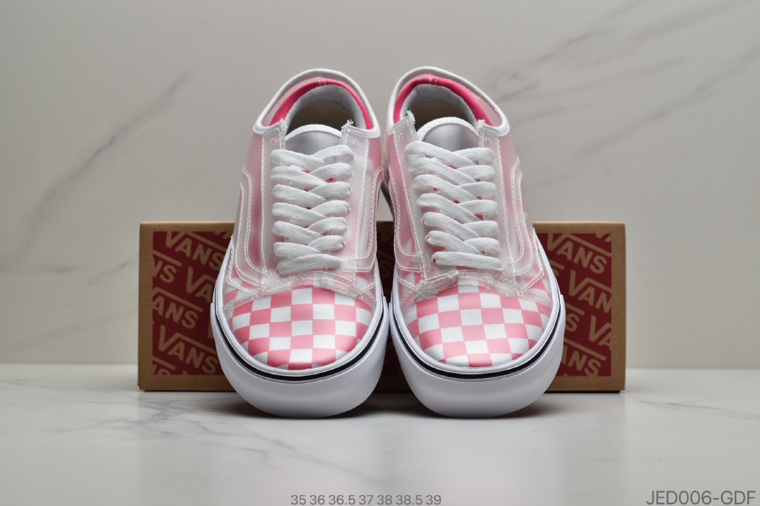 150 公司级Vans 万斯 Old Skool x Chinatown Market 联名透明棋盘格  低帮硫化休闲板鞋