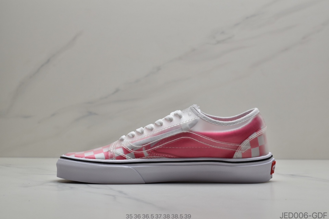 150 公司级Vans 万斯 Old Skool x Chinatown Market 联名透明棋盘格  低帮硫化休闲板鞋