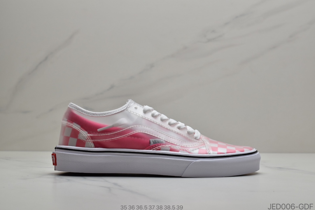 150 公司级Vans 万斯 Old Skool x Chinatown Market 联名透明棋盘格  低帮硫化休闲板鞋