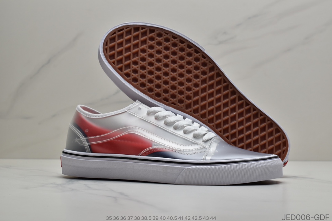 150 公司级Vans 万斯 Old Skool x Chinatown Market 联名透明棋盘格  低帮硫化休闲板鞋