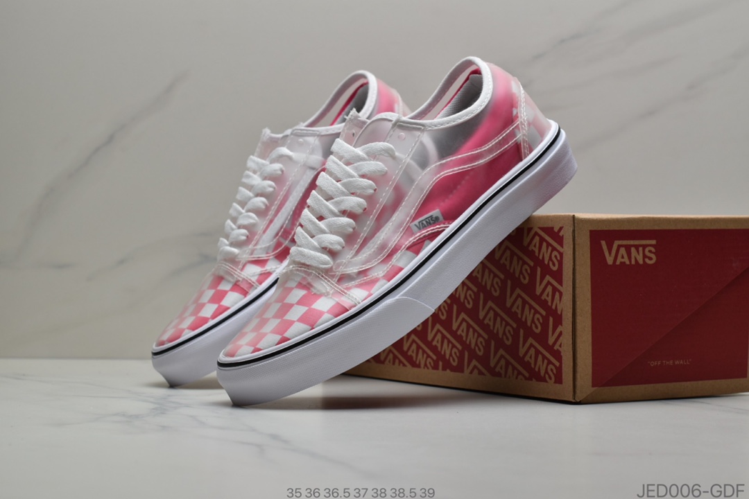 150 公司级Vans 万斯 Old Skool x Chinatown Market 联名透明棋盘格  低帮硫化休闲板鞋