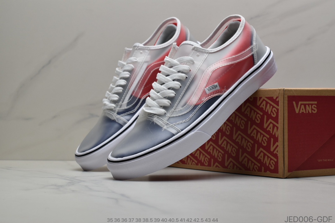 150 公司级Vans 万斯 Old Skool x Chinatown Market 联名透明棋盘格  低帮硫化休闲板鞋