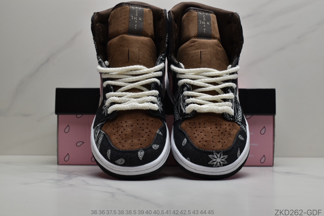 270 BespokeIND x 斯科特Travis Scott  x Air Jordan 1 High OG ”Jackboys”AJ1乔丹一代经典高帮文化百搭休闲运动篮球鞋“TS联名腰果花黑白粉棕”CT5053-001