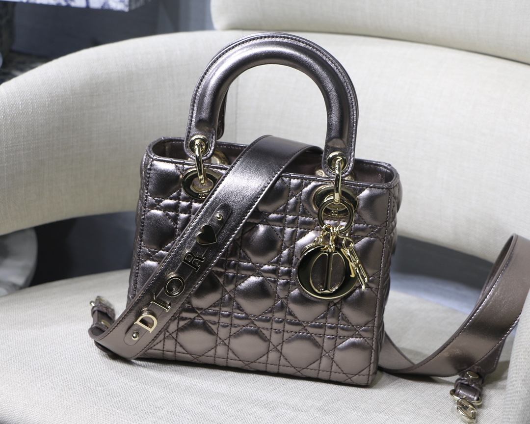DIOR Lady Dior Metallic Badge ABC Customizable Wide Shoulder Strap
