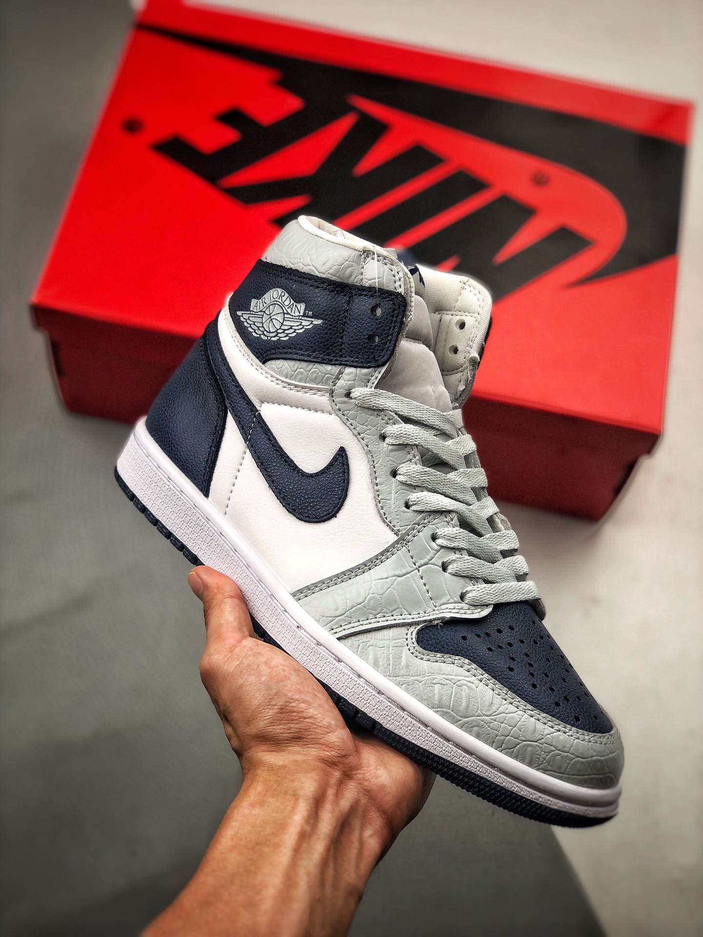 Soporte pago contra reembolso Air Jordan 1 gris/azul edición limitada para amigos y familiares, suela original de Dongg…