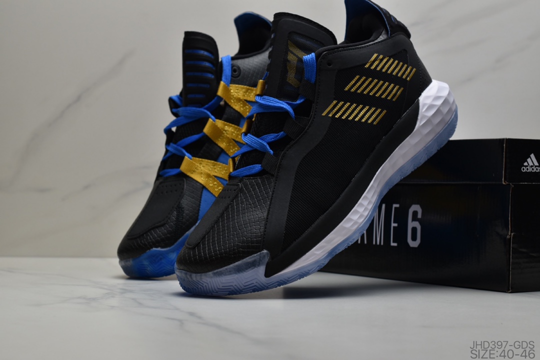 190 公司级阿迪达斯 Adidas Dame 6 GCA 黑红阴阳 中帮缓震复古休闲文化篮球鞋