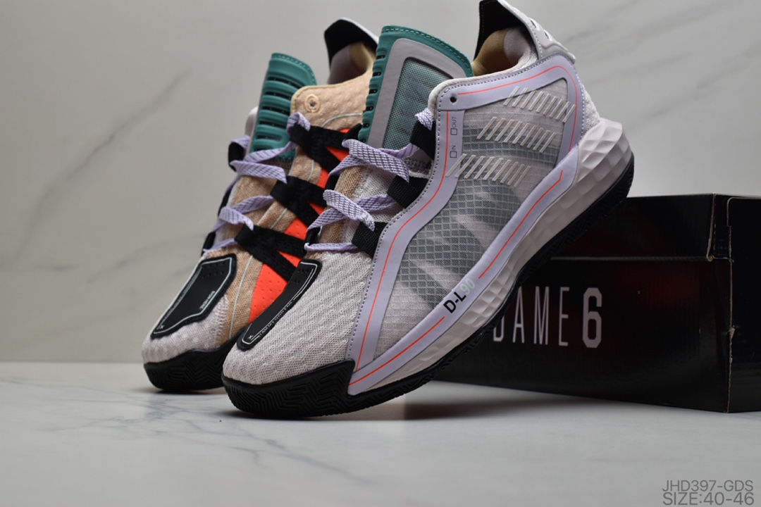 190 公司级阿迪达斯 Adidas Dame 6 GCA 黑红阴阳 中帮缓震复古休闲文化篮球鞋
