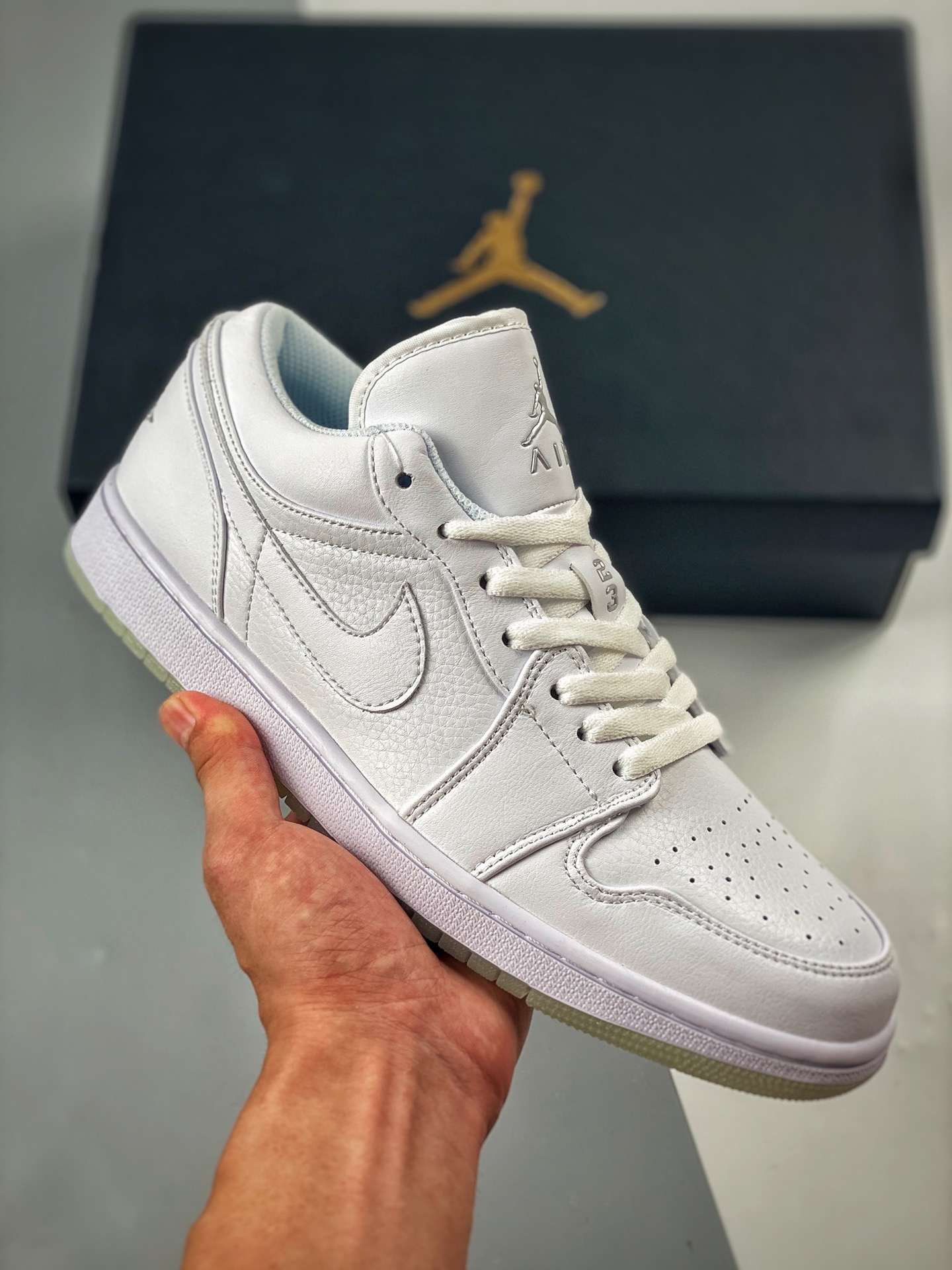 Soporte pago contra reembolso Air Jordan 1 Low blanco/plata luminoso, bloque de aire incorporado de fábrica original, s…