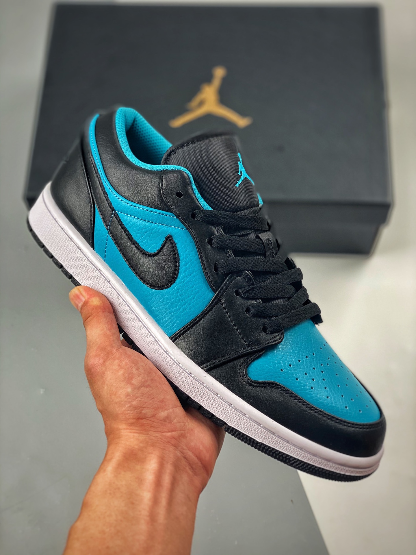 Air Jordan 1 Low azul lago, bloque de aire incorporado de fábrica original, suela original