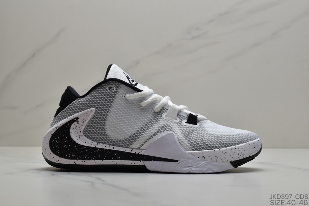 160 耐克/Nike Zoom Freak 1 GPX 一代字母哥签名款 白黑倒钩男子篮球鞋休闲男鞋运动鞋 货号：BQ5422-101