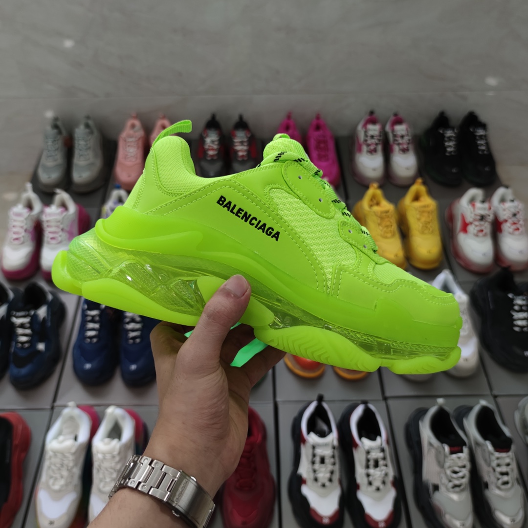 P Buena versión superior Balenciaga Triple S Colchón de aire amarillo fluorescente Zapatos retro de papá con colchón de…