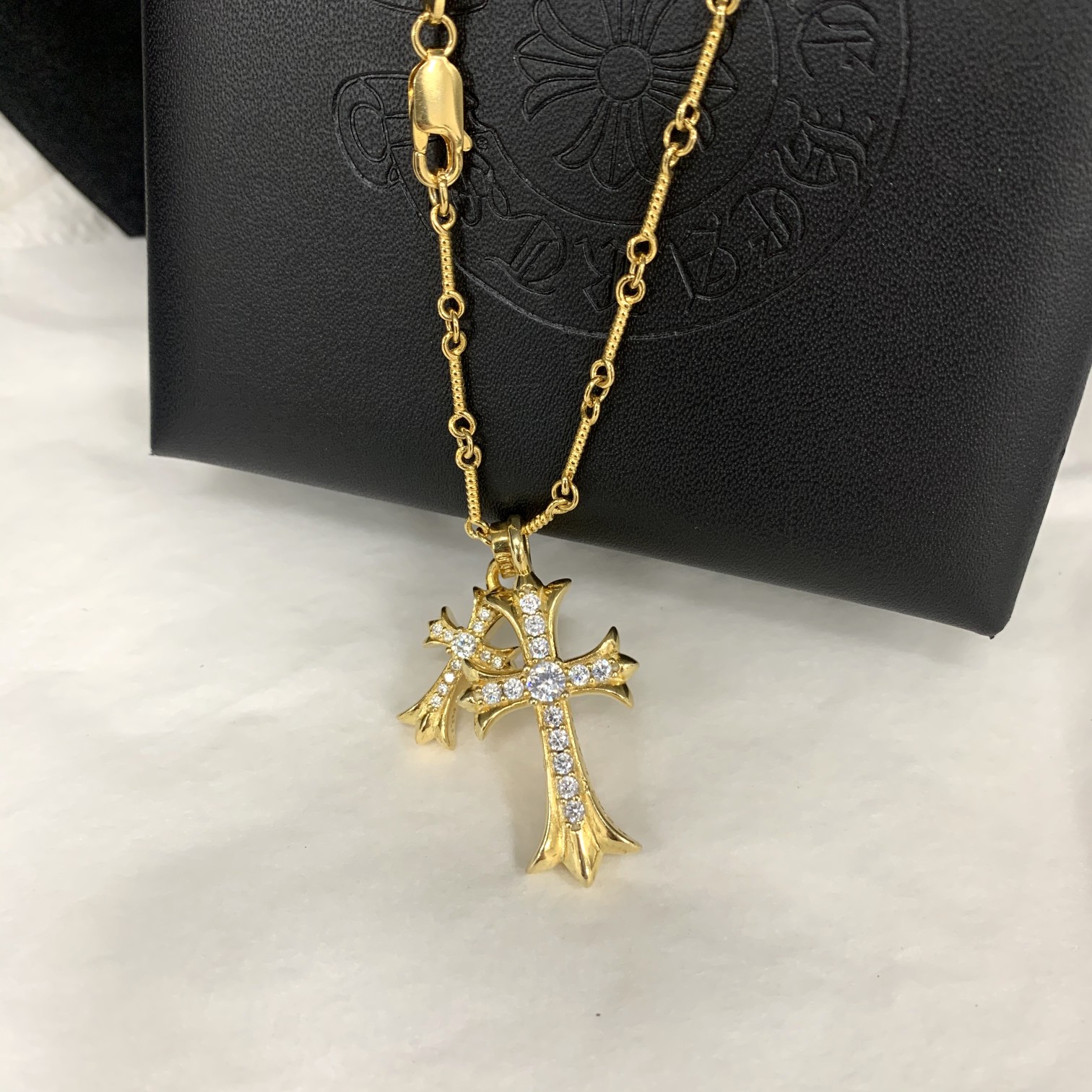 NO:101688,Chrome Hearts Crosin classic double cross necklace internet celebrity style personality trendy model length 55cm, Crosin necklace, chrome hearts, chrome hearts, necklace19860909Chrome Hearts 克罗心 经典款双十字架项链网红同款 个性潮流款 长度55cm,克罗心项链,chrome hearts,chrome hearts,necklace,Jewelry