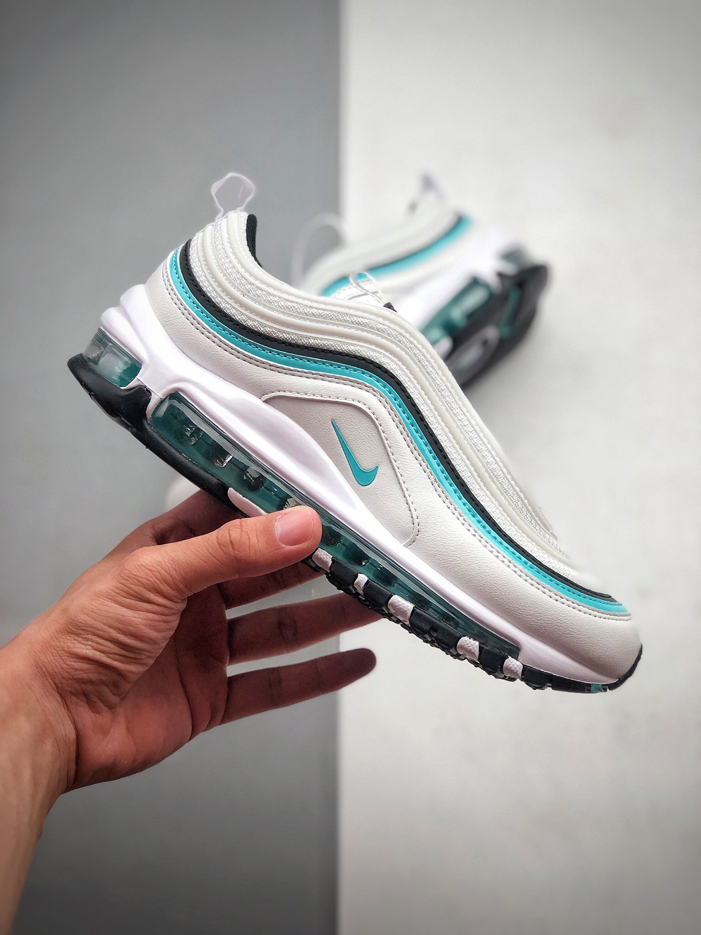 240  耐克Nike Wmns Air Max 97 QS”Tiffany Diamond”复古气垫百搭休闲运动慢跑鞋“白黑蒂芙尼绿3M” CZ3574-130