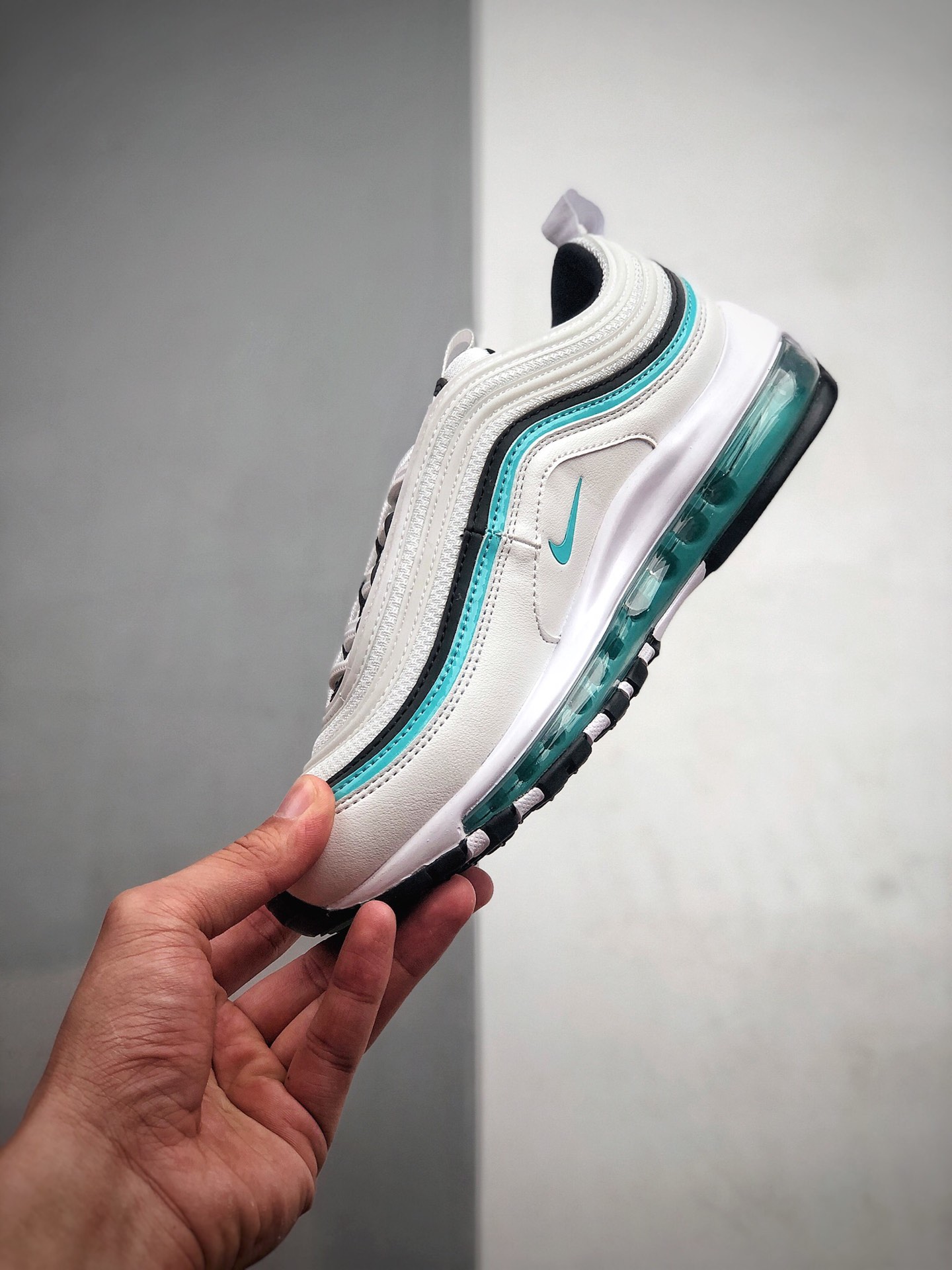 240  耐克Nike Wmns Air Max 97 QS”Tiffany Diamond”复古气垫百搭休闲运动慢跑鞋“白黑蒂芙尼绿3M” CZ3574-130