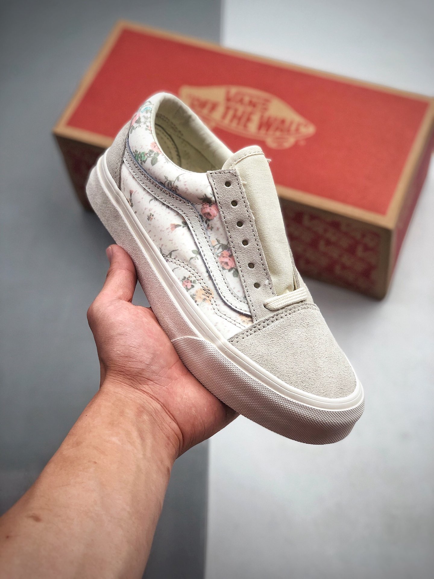 150 VANS范斯2020新款Vintage Old Skool米白色小碎花帆布板鞋