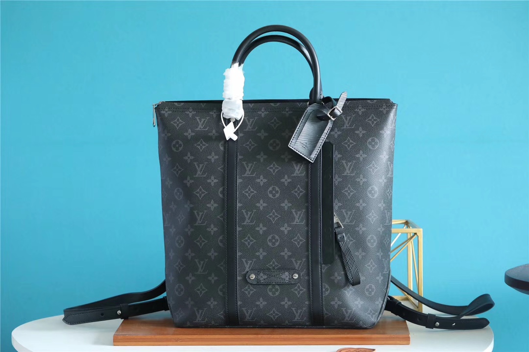 Louis Vuitton Backpack Handbags Tote Bags Black Men Monogram Canvas Cowhide Fabric M45221