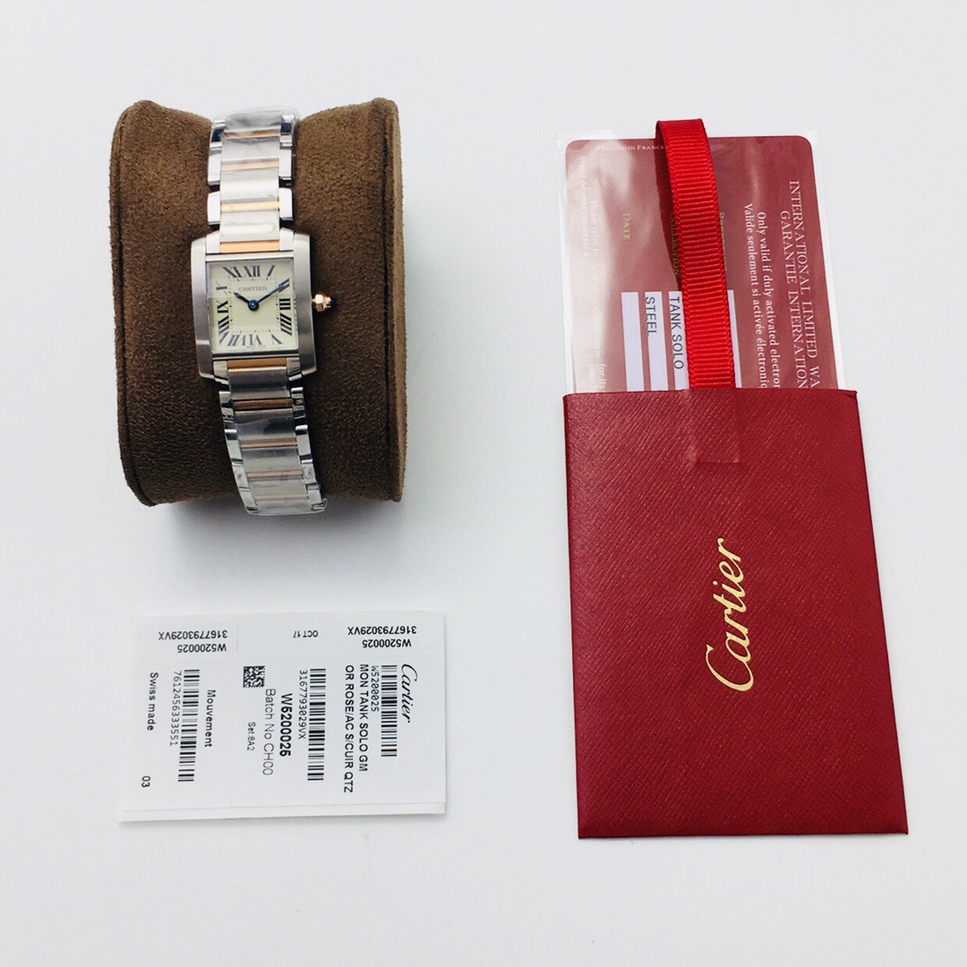 까르띠에 탱크 프랑세즈 20.3×25.35mm 20.3mm 8848공장 V2버전 쿼츠 무브먼트 스틸밴드 레플리카 42549