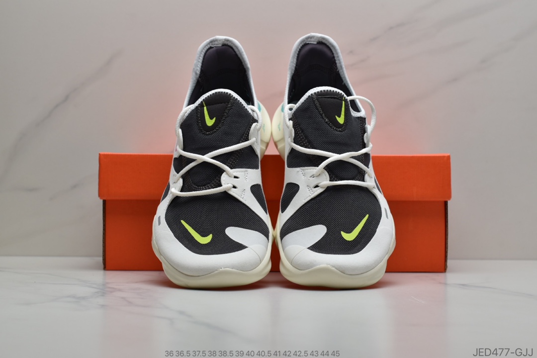 150 公司级 赤足5.0 灰橙 NIKE FREE RN 黑白 2020款 赤足轻便跑鞋 功能赤足大底针织弹性原面 货号：AQ1316 101
