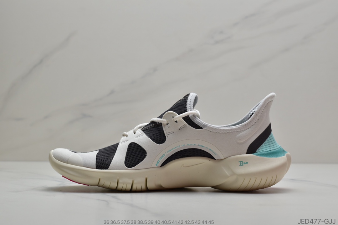 150 公司级 赤足5.0 灰橙 NIKE FREE RN 黑白 2020款 赤足轻便跑鞋 功能赤足大底针织弹性原面 货号：AQ1316 101