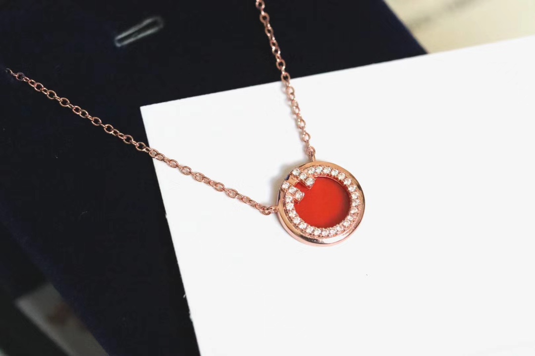 Tiffany & Co. T家 2020新款圆圈双T 红玛瑙锁骨项链