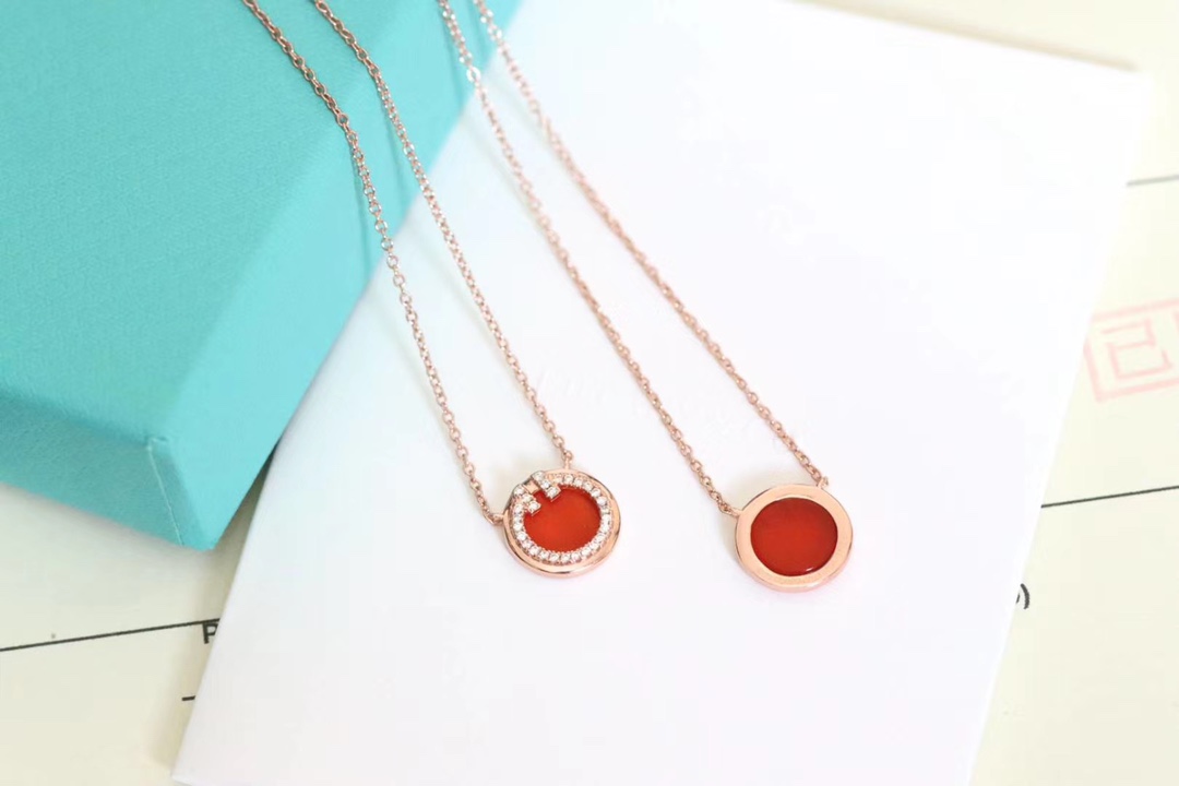 Tiffany & Co. T家 2020新款圆圈双T 红玛瑙锁骨项链