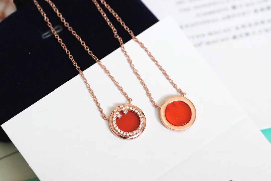 Tiffany & Co. T家 2020新款圆圈双T 红玛瑙锁骨项链