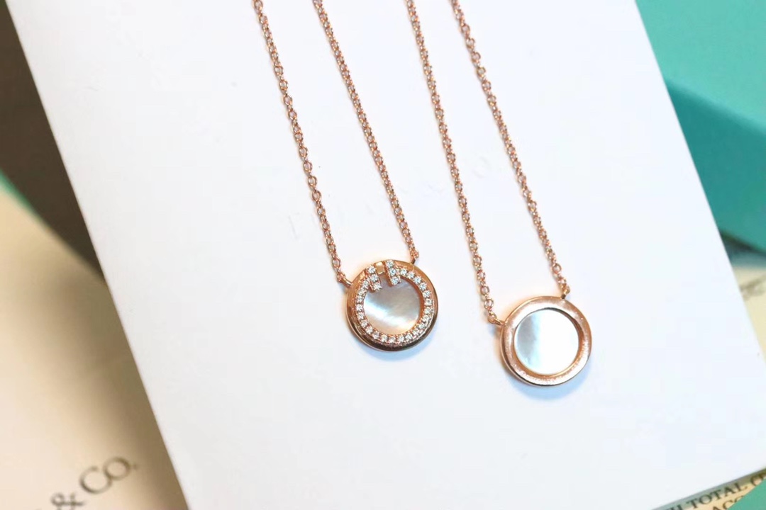 Tiffany & Co. T家 2020新款圆圈双T 白贝锁骨项链