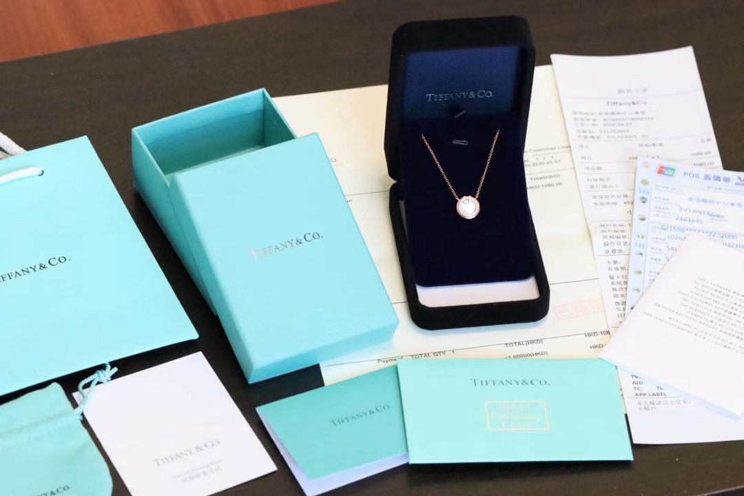 Tiffany & Co. T家 2020新款圆圈双T 白贝锁骨项链
