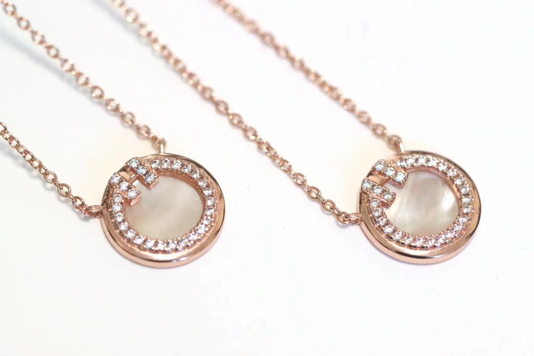 Tiffany & Co. T家 2020新款圆圈双T 白贝锁骨项链