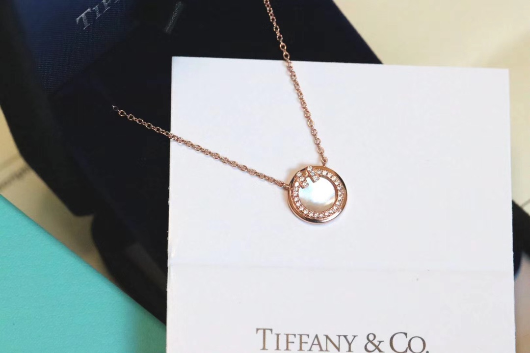 Tiffany & Co. T家 2020新款圆圈双T 白贝锁骨项链