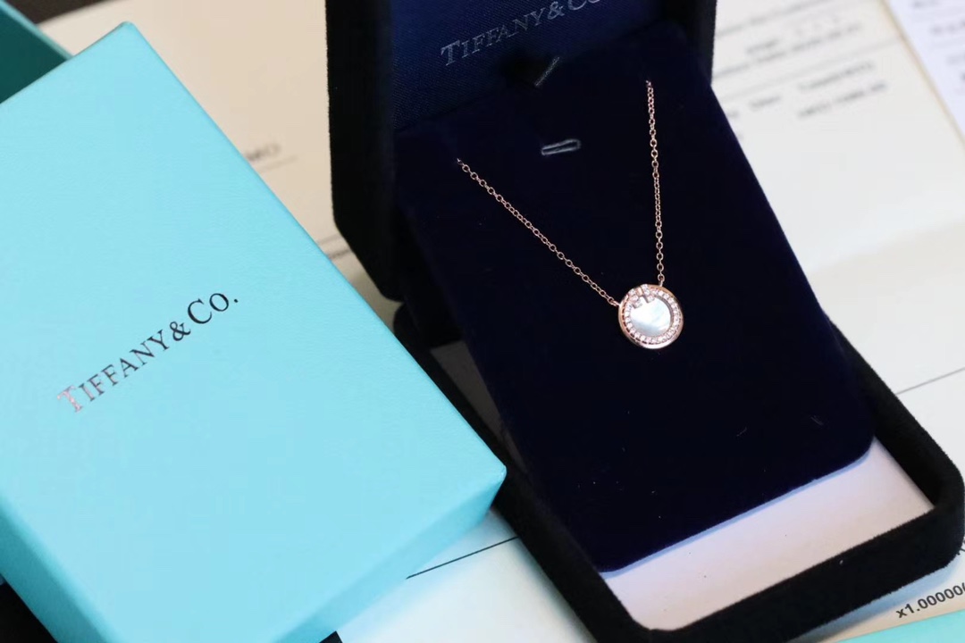 Tiffany & Co. T家 2020新款圆圈双T 白贝锁骨项链