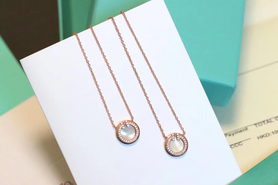 Tiffany & Co. T家 2020新款圆圈双T 白贝锁骨项链