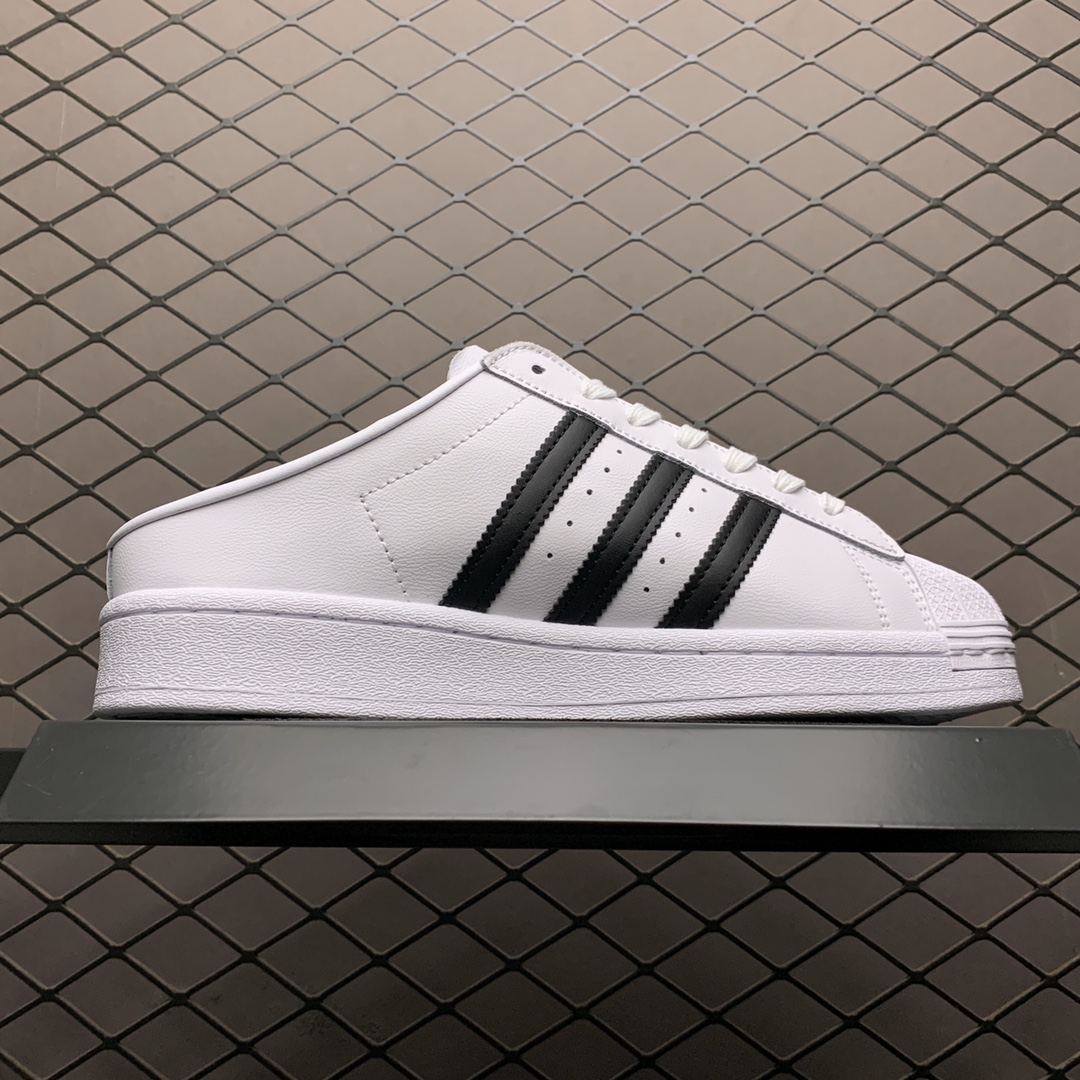 160 Adidas 阿迪达斯 Superstar 贝壳头休闲半拖 FX0527