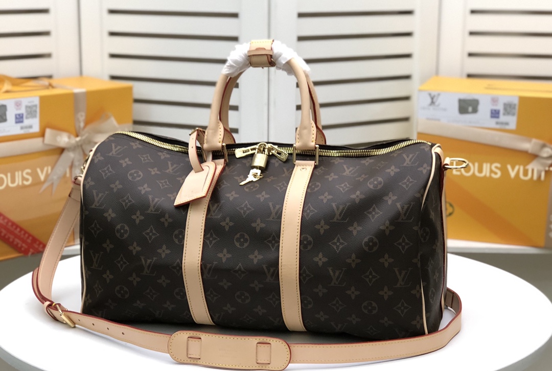 Louis Vuitton LV Keepall Bolsos de viaje Negro Malla negra Blanco Damier Azur Lona M41414