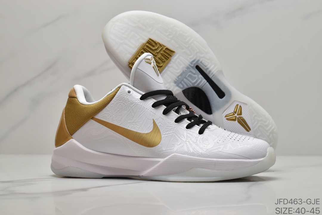 170 耐克Nike Zoom Kobe ZK5 Protro”Big Stage/Parade”科比5代复刻实战运动低帮文化篮球鞋“黑白金鸳鸯涂鸦”CT8014-100